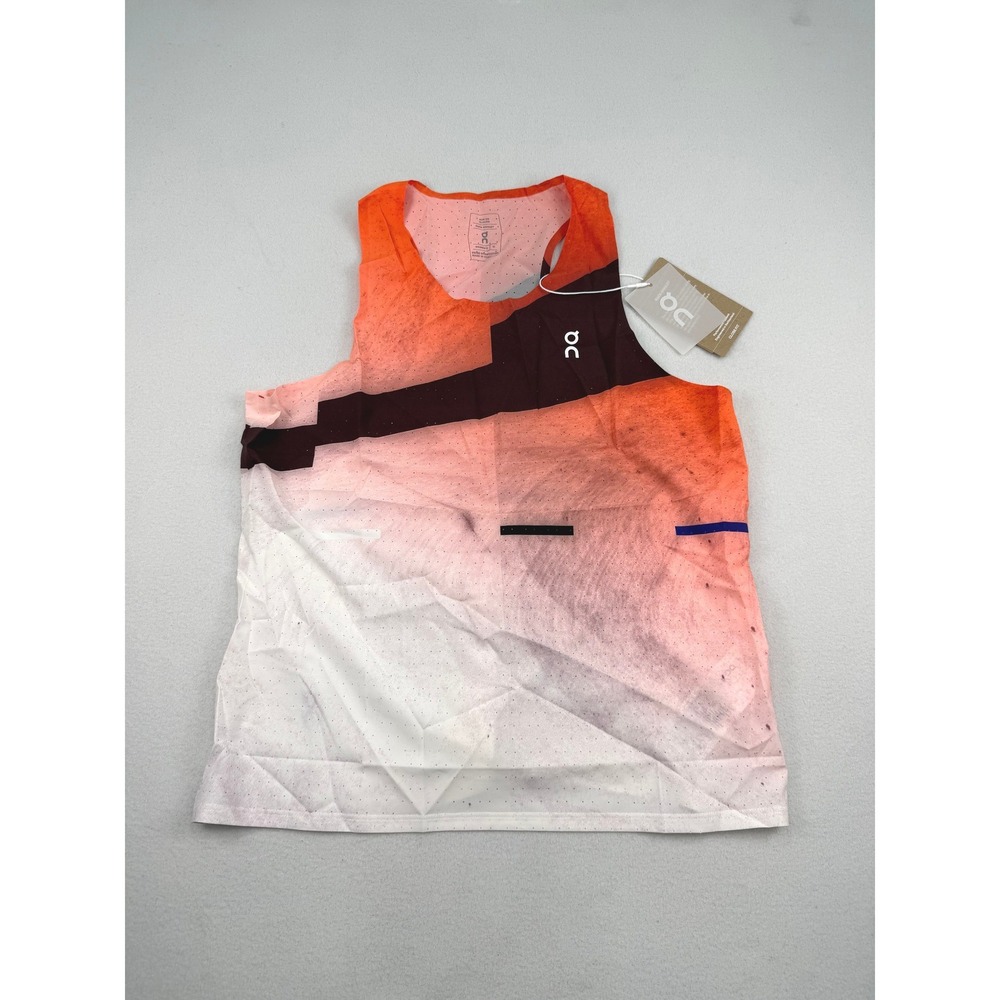 On Running Race Singlet Womens Medium Flame White Performance Tank 1WE10021204